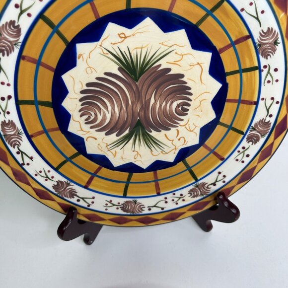 Zrike Danna Cullen Design Pinecone Round Platter 11" Diameter set of 2 - Picture 9 of 9